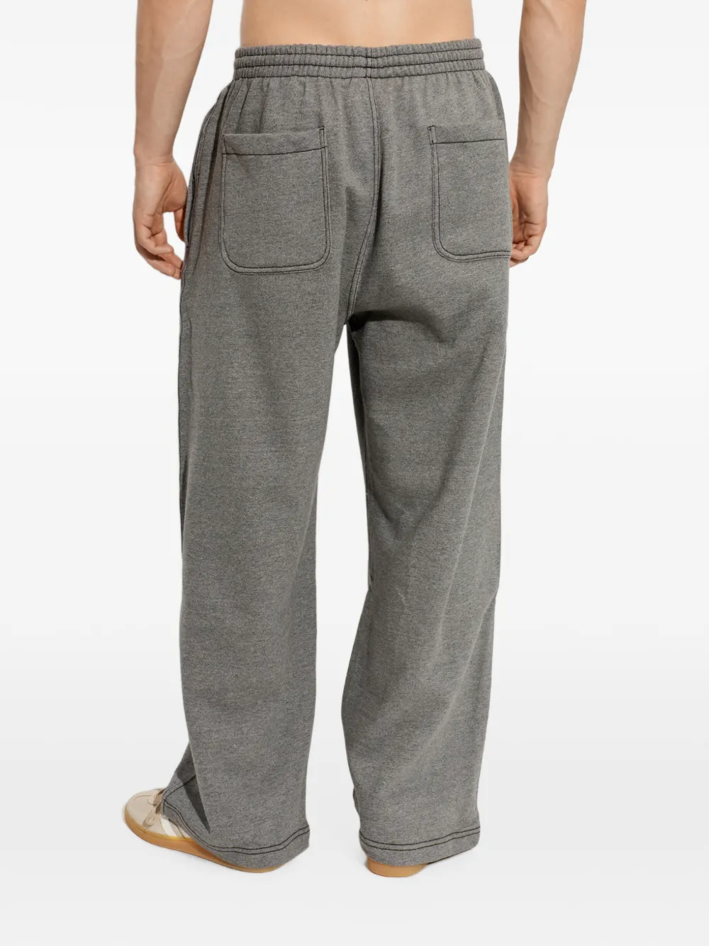 adidas logo-embroidered wide-leg track pants Grijs