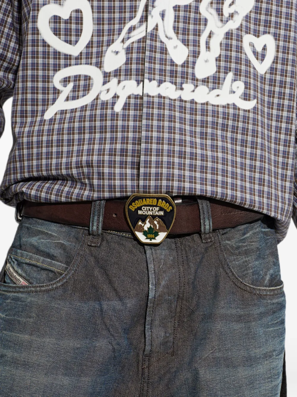 DSQUARED2 Leren riem met plakkaat Bruin