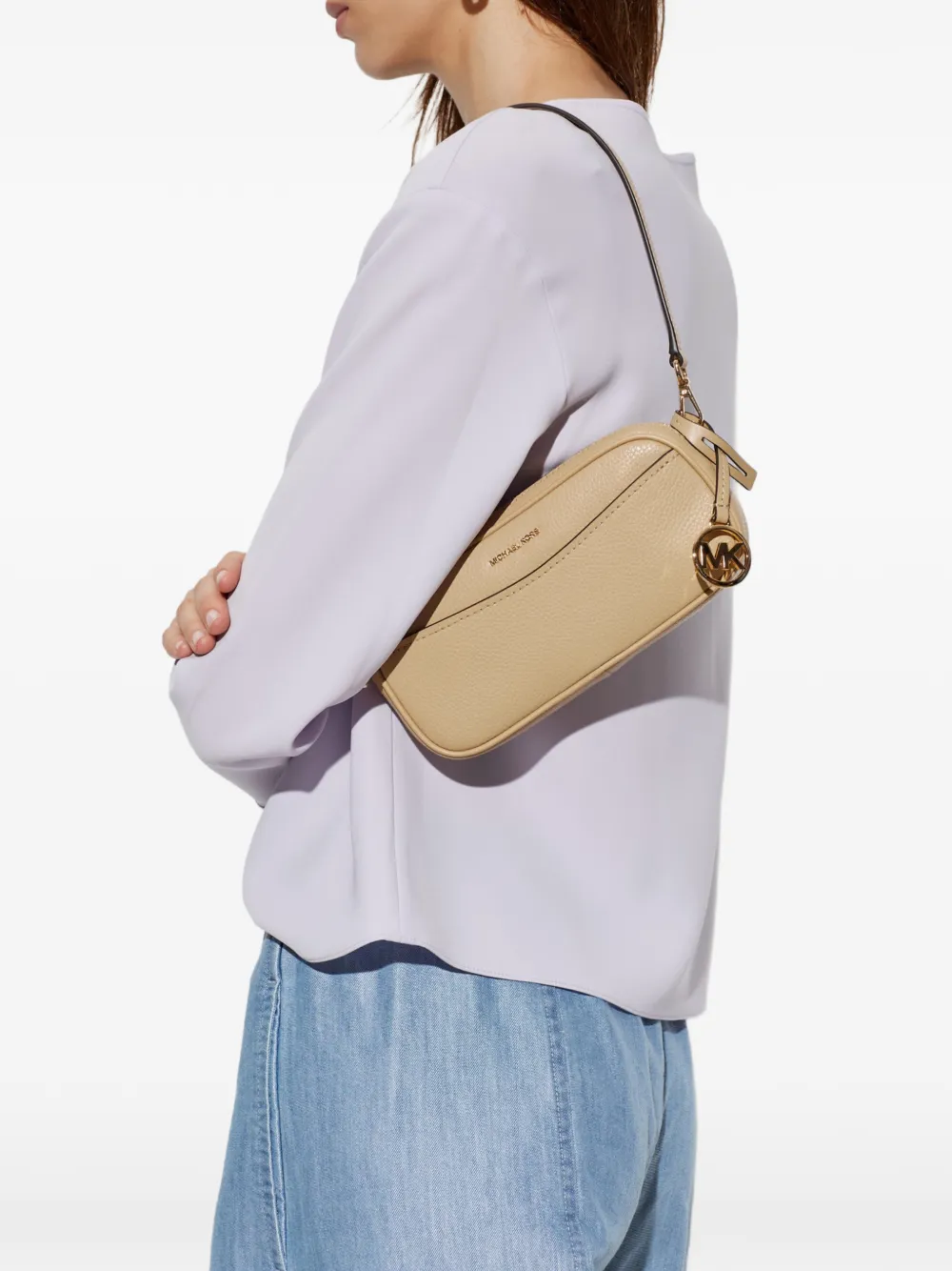 Michael Kors May pebbled leather shoulder bag Beige