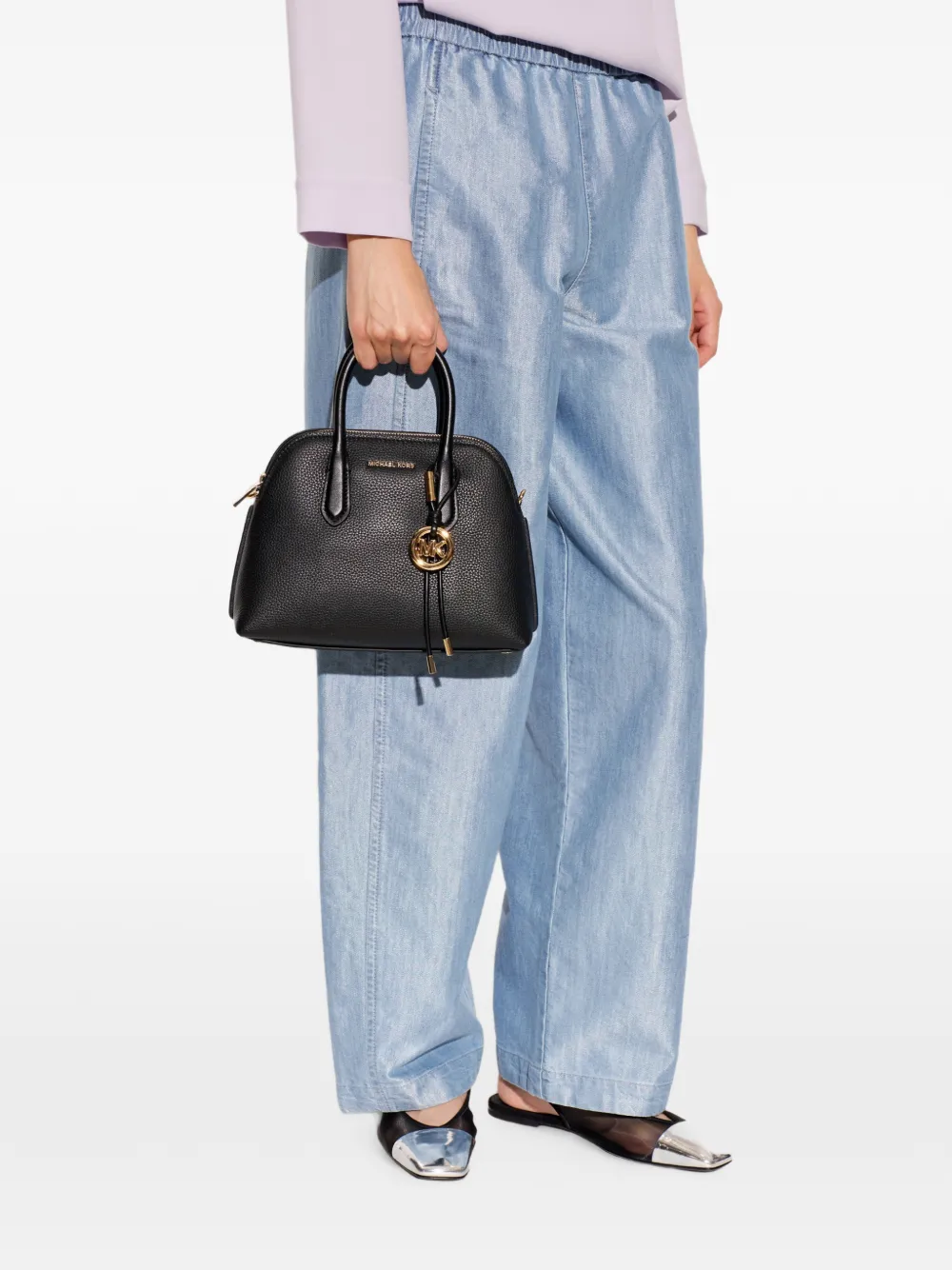 Michael Kors medium Freddie grained leather tote bag Zwart