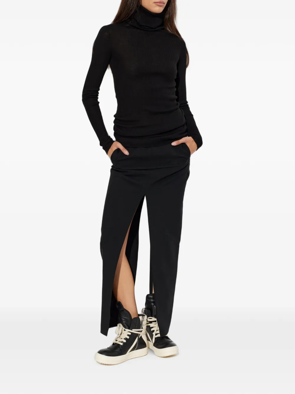 Rick Owens Ribgebreide coltrui Zwart
