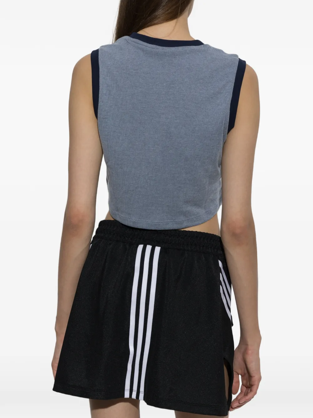 adidas Trefoil-embroidered ribbed-knit top Blauw