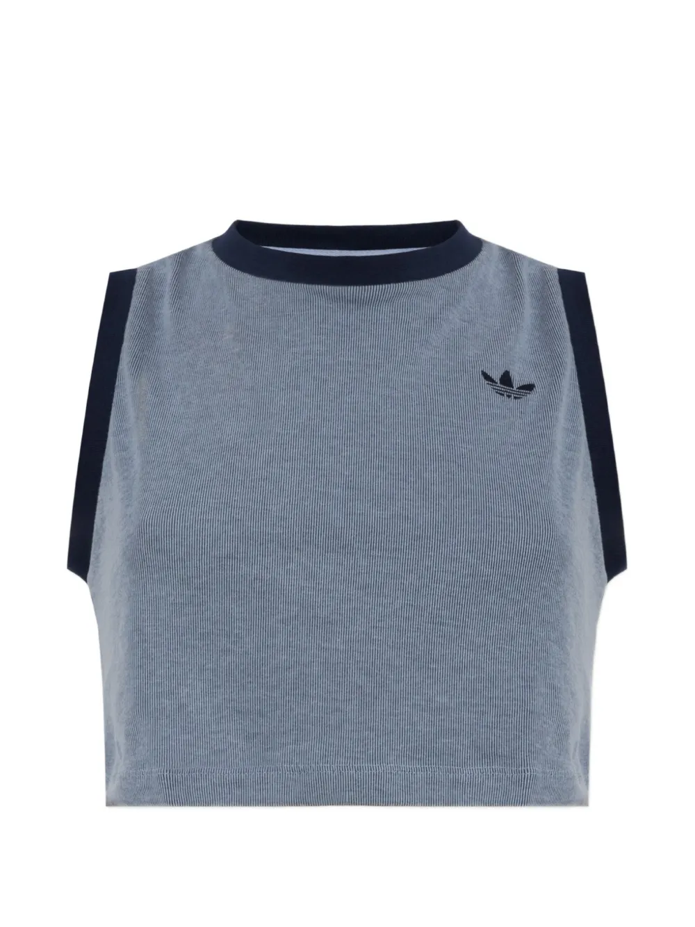 adidas Trefoil-embroidered ribbed-knit top - Blau
