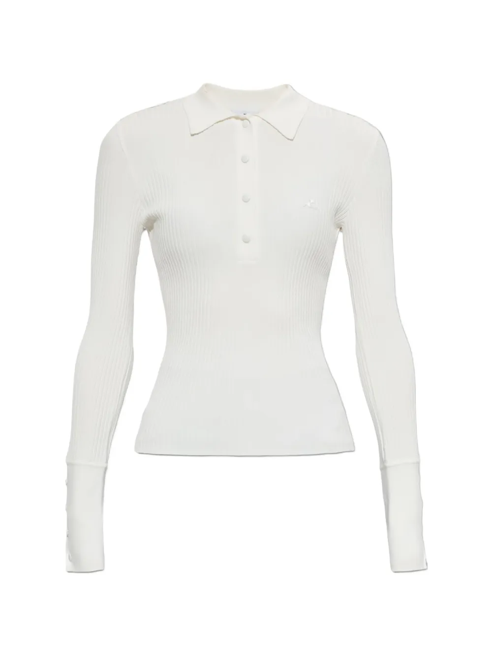 Courrèges ribbed long-sleeve polo shirt - Toni neutri