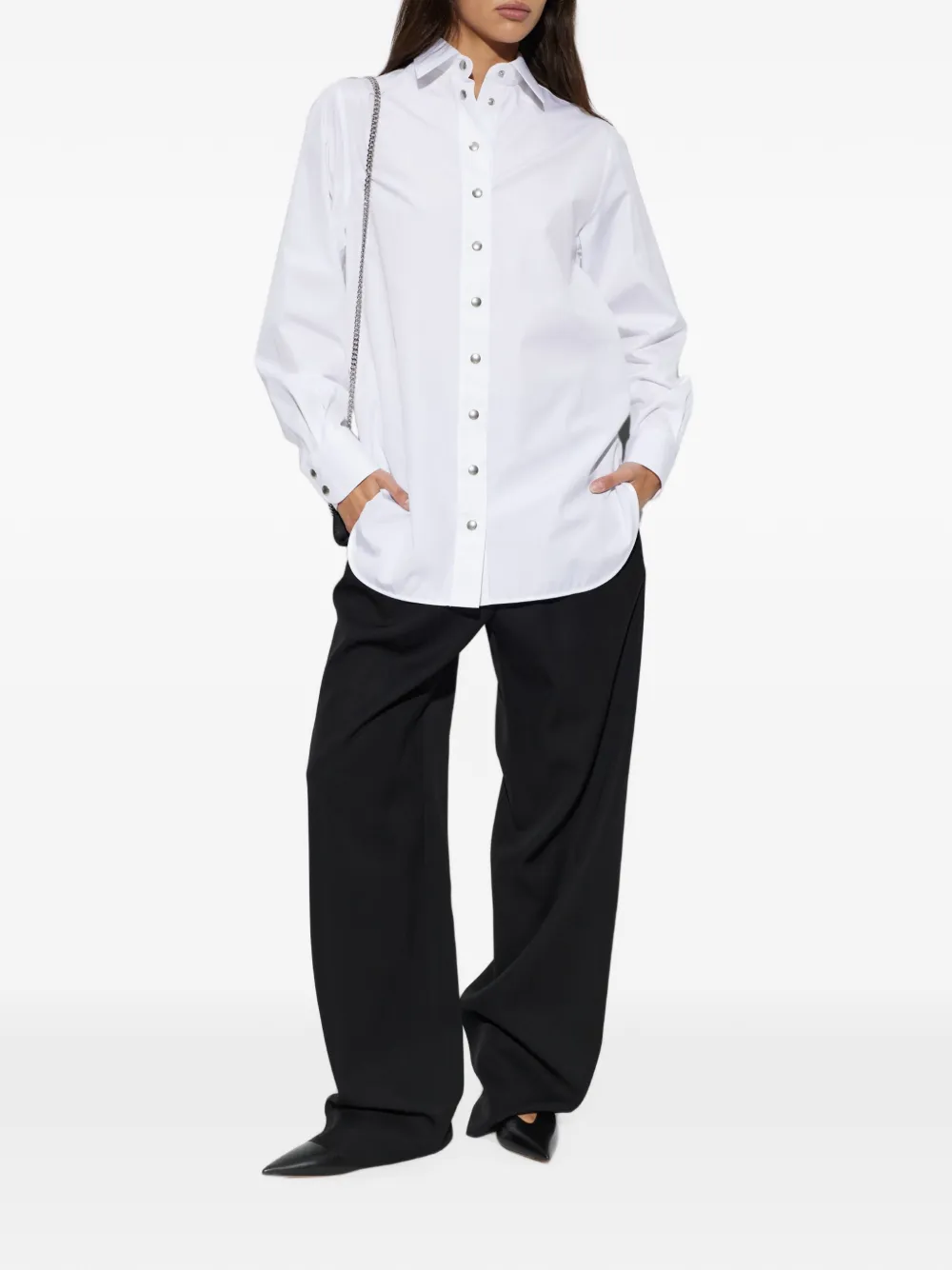 Stella McCartney Oversized blouse met drukknoop Wit