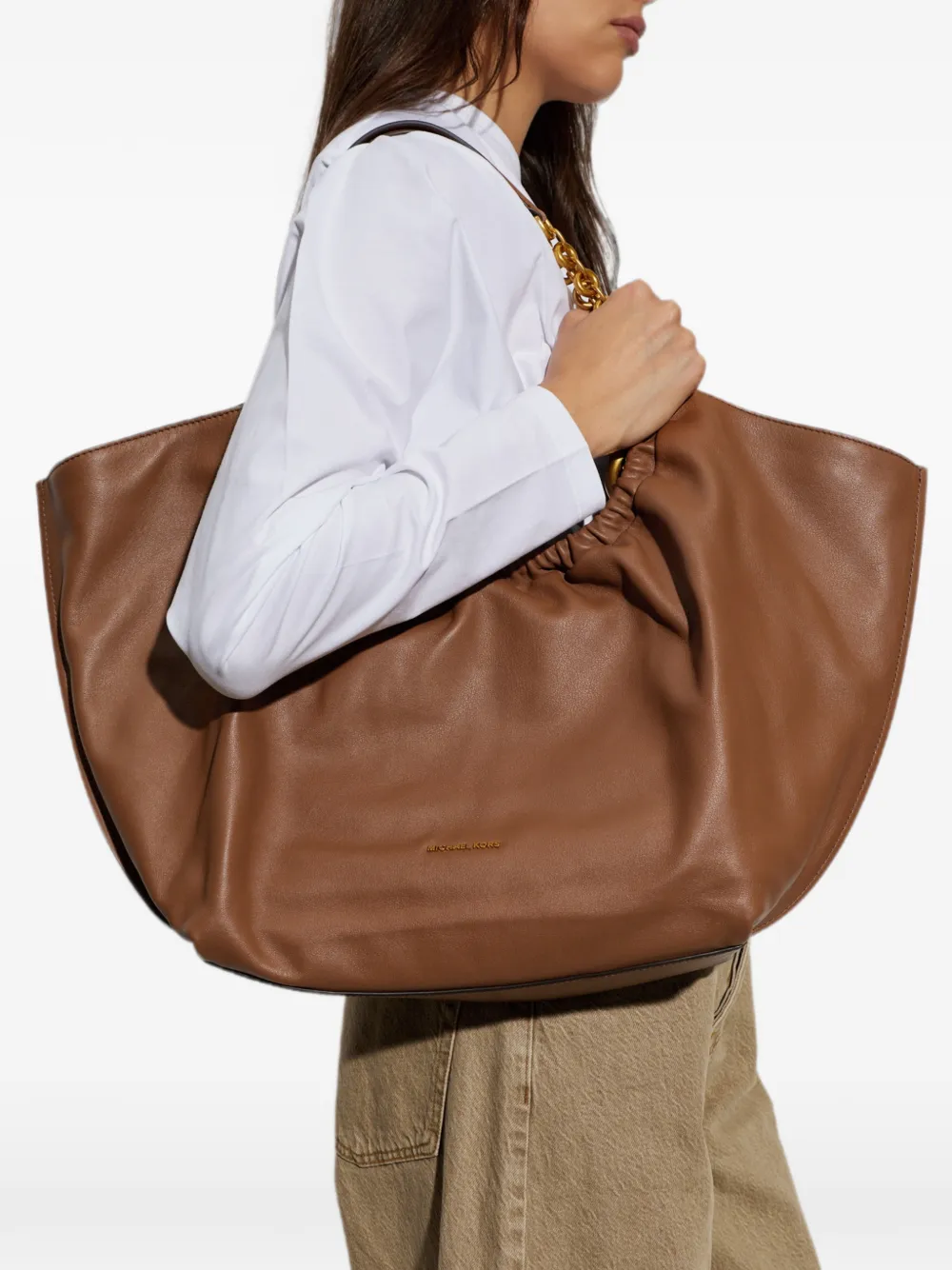 Michael Kors ruched chain-link tote bag Bruin