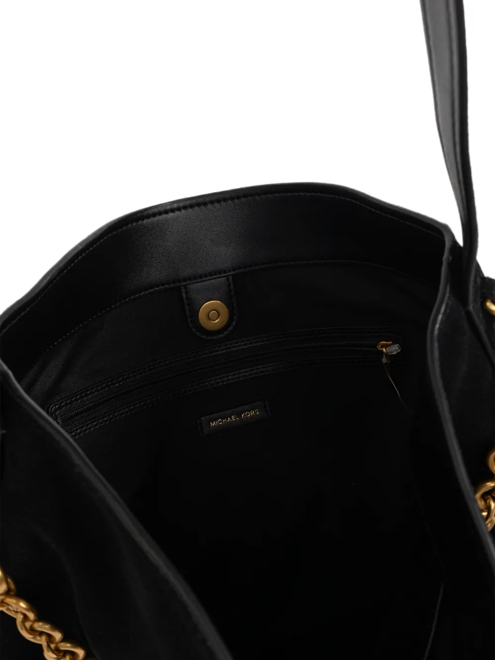 Michael Kors Nolita chain-link leather shoulder bag Zwart