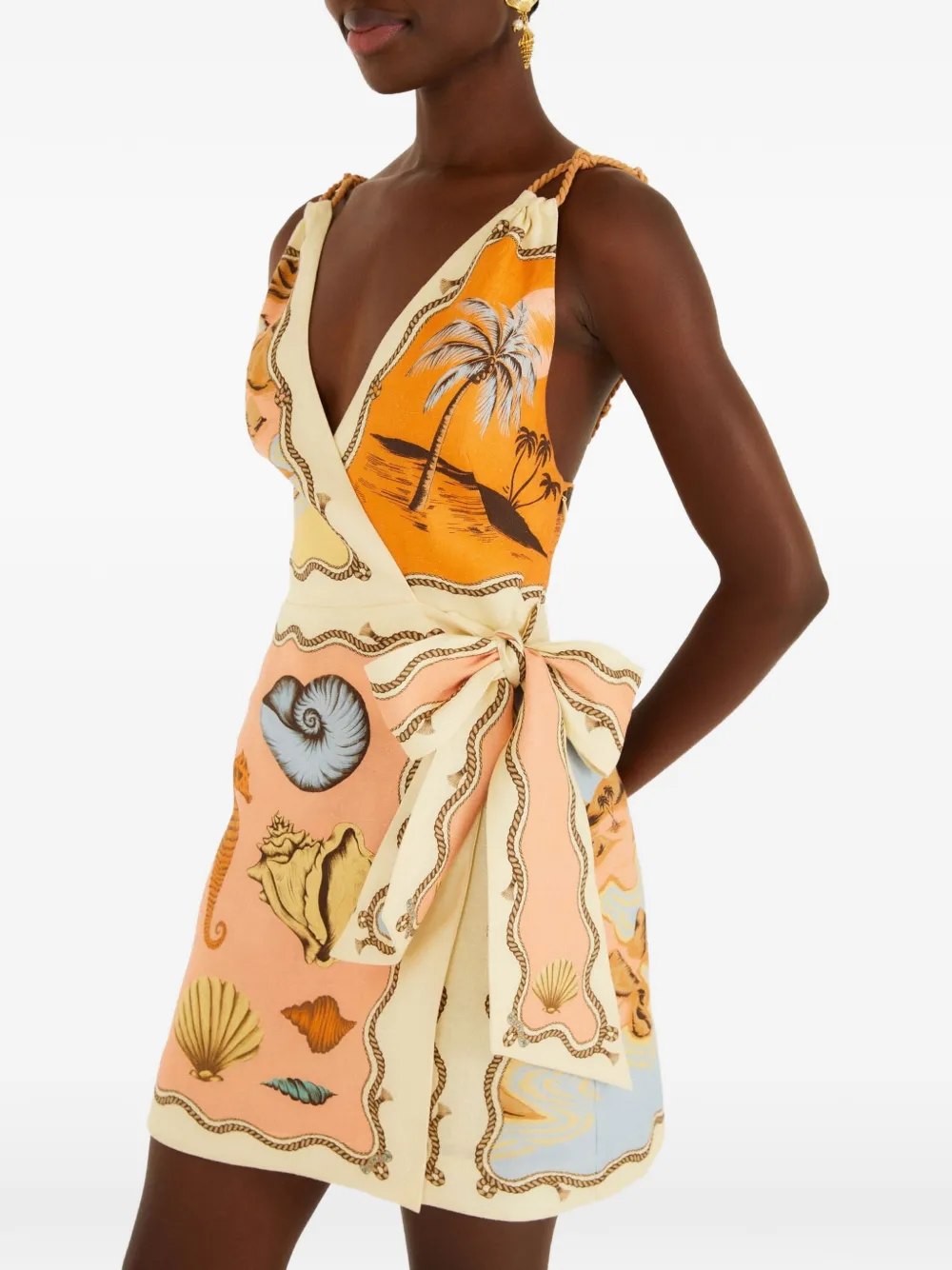 FARM Rio Rio Souvenir scarf-print top - Giallo