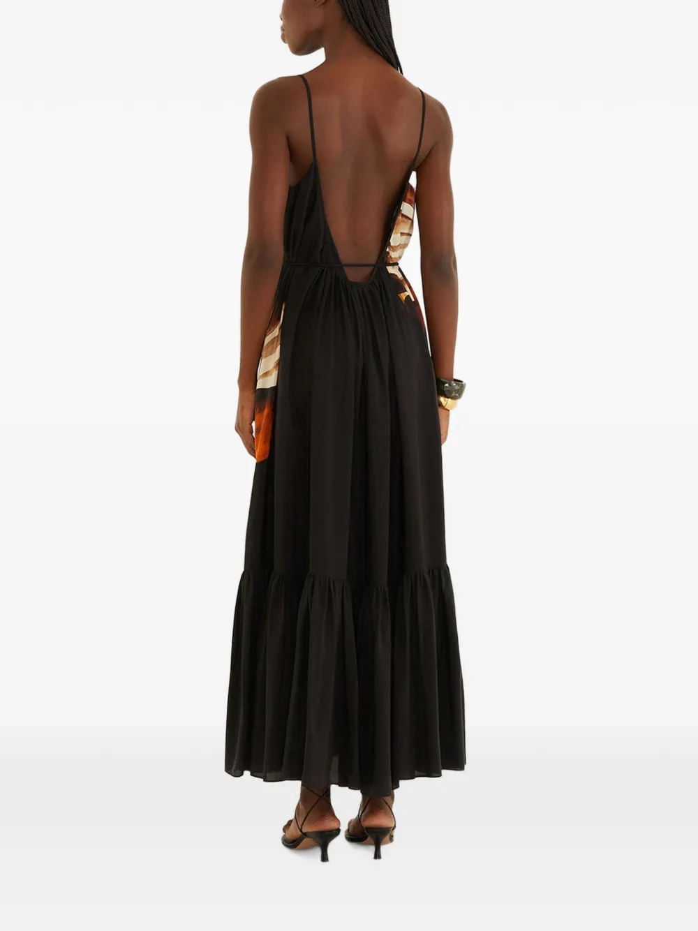 FARM Rio Maxi-jurk met open rug Zwart