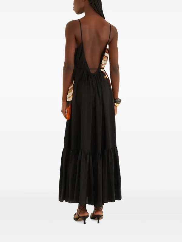 farm rio backless dress open-back Maxi | Black color fave Silk Satin Swatch Color A-line | Dimitra Designs Color:Olive