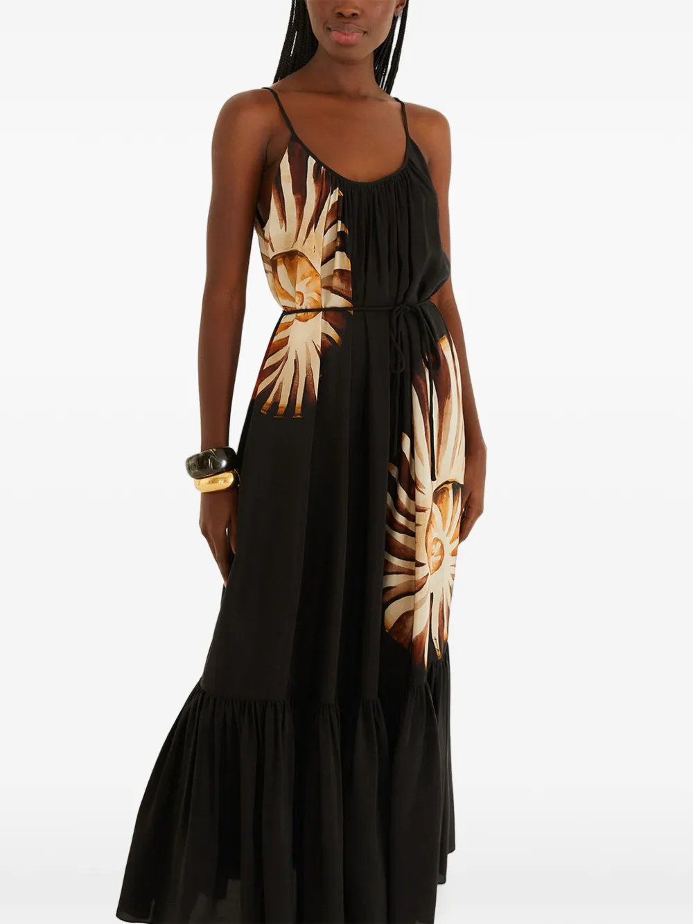 FARM Rio Maxi-jurk met open rug Zwart