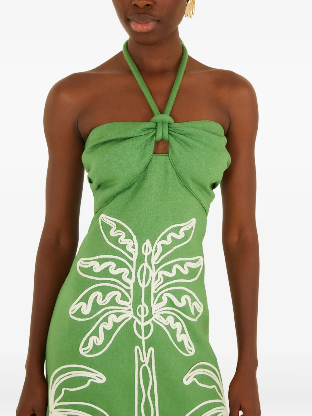 FARM Rio palm-tree embroidery midi dress