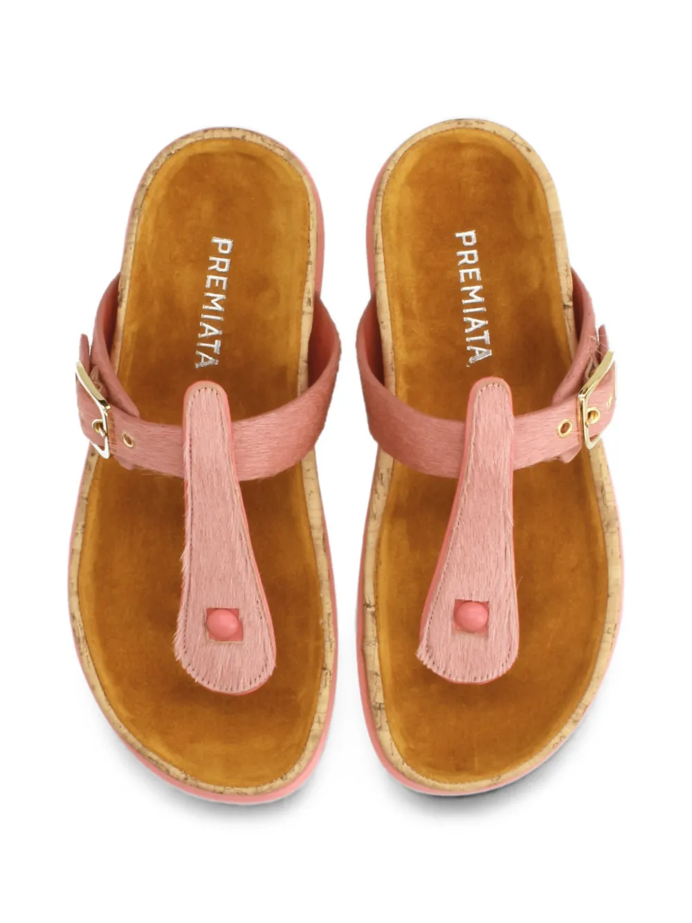 Premiata buckle-fastening calf-hair sandals Roze