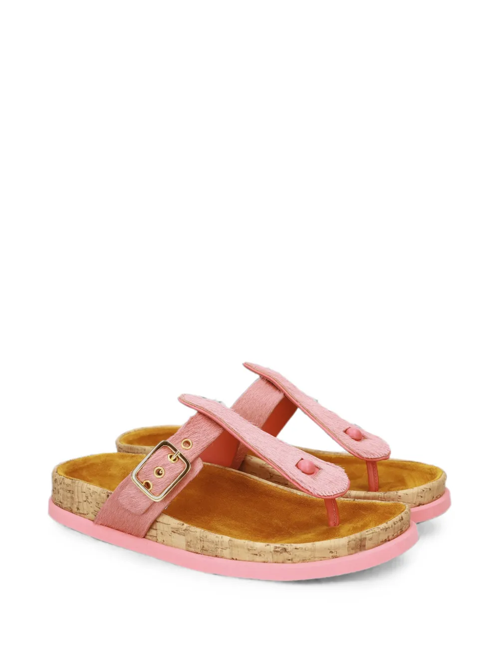 Premiata buckle-fastening calf-hair sandals Roze