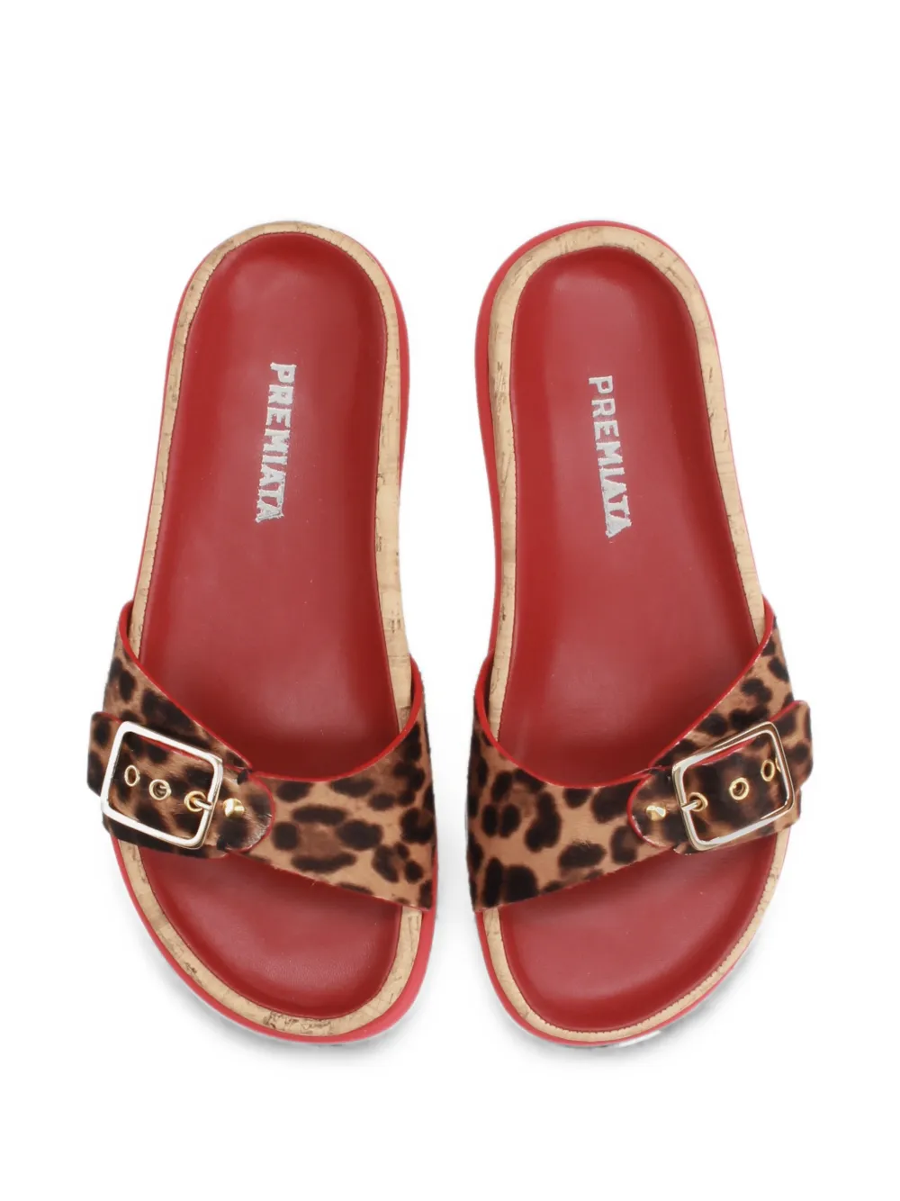 Premiata leopard-print buckle-detail slides Bruin
