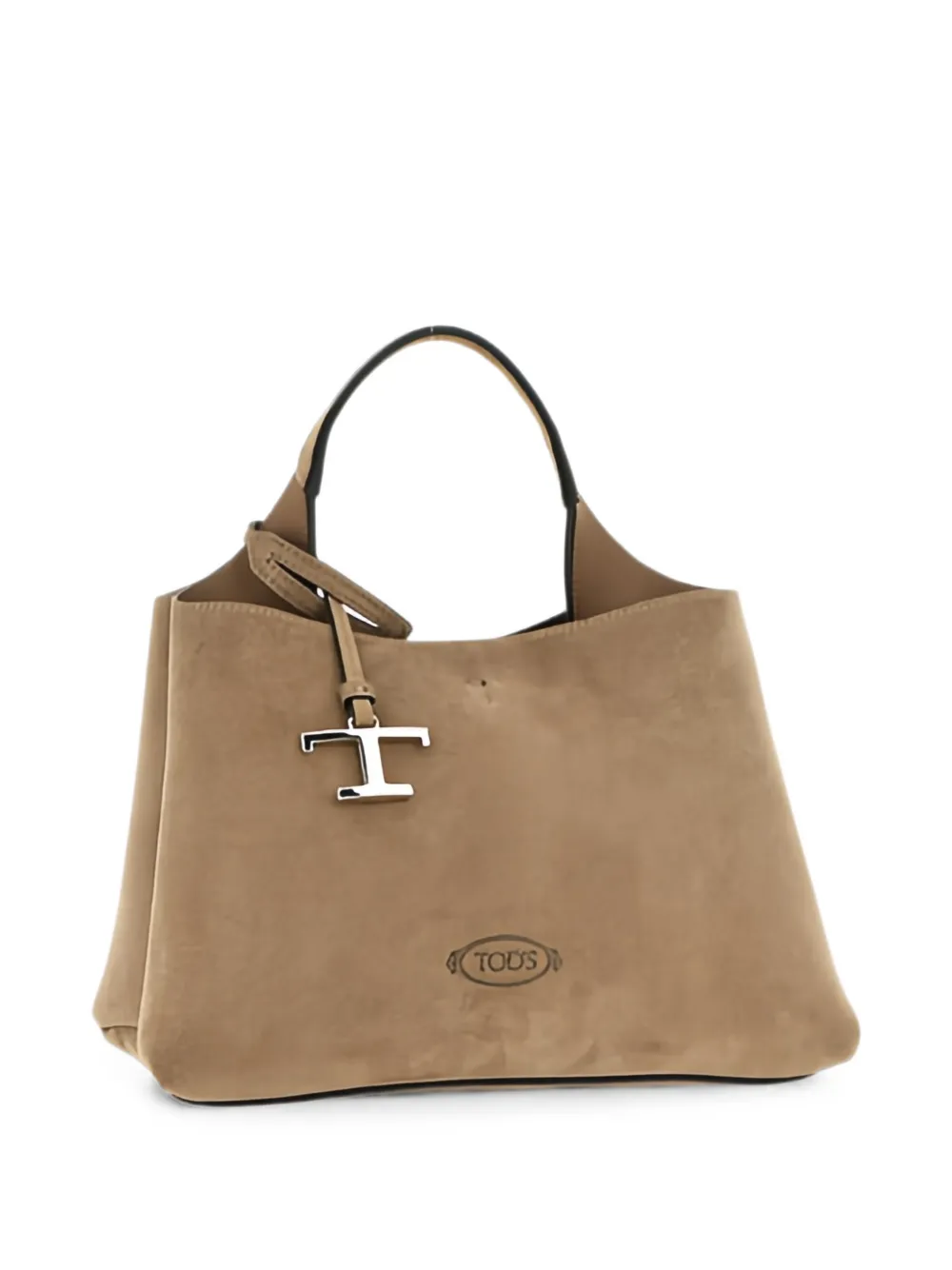 Tod's T Timeless kalfsleren suède clutch Beige