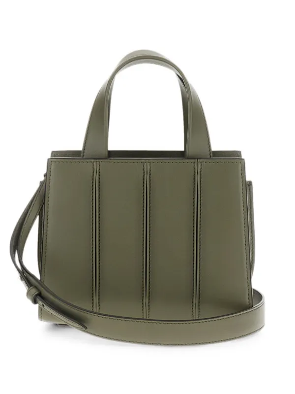 Max Mara Panelled Leather Clutch Bag in Green