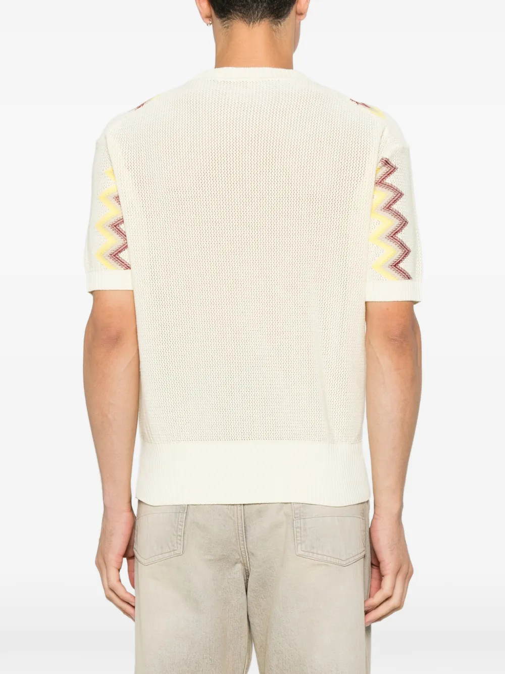 Lanvin T-shirt met korte mouwen en zigzag-patroon Beige