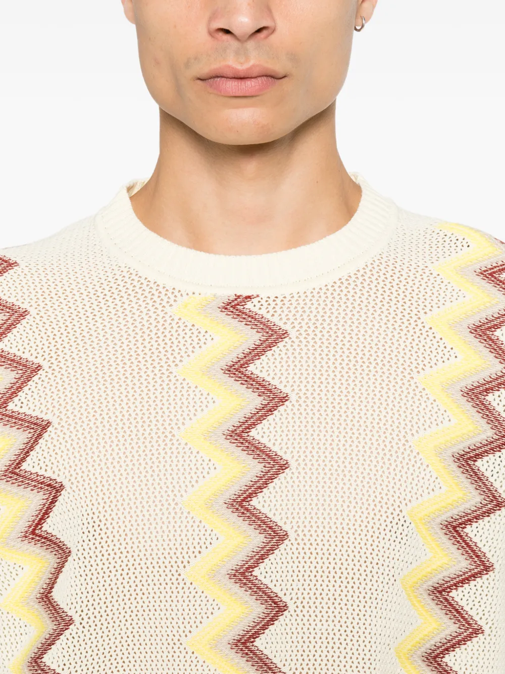 Lanvin T-shirt met korte mouwen en zigzag-patroon Beige