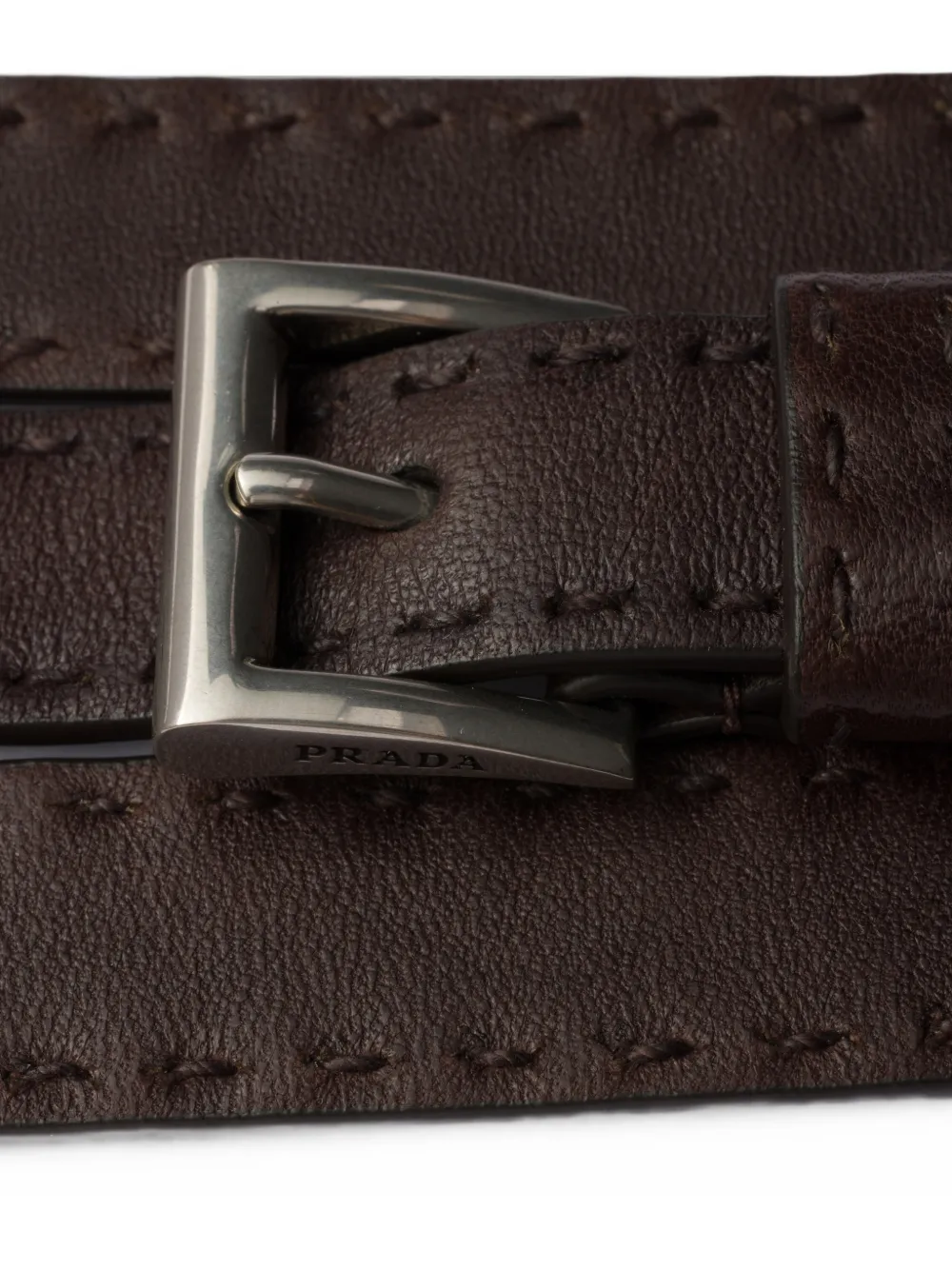 Prada Antiqued leren riem Bruin