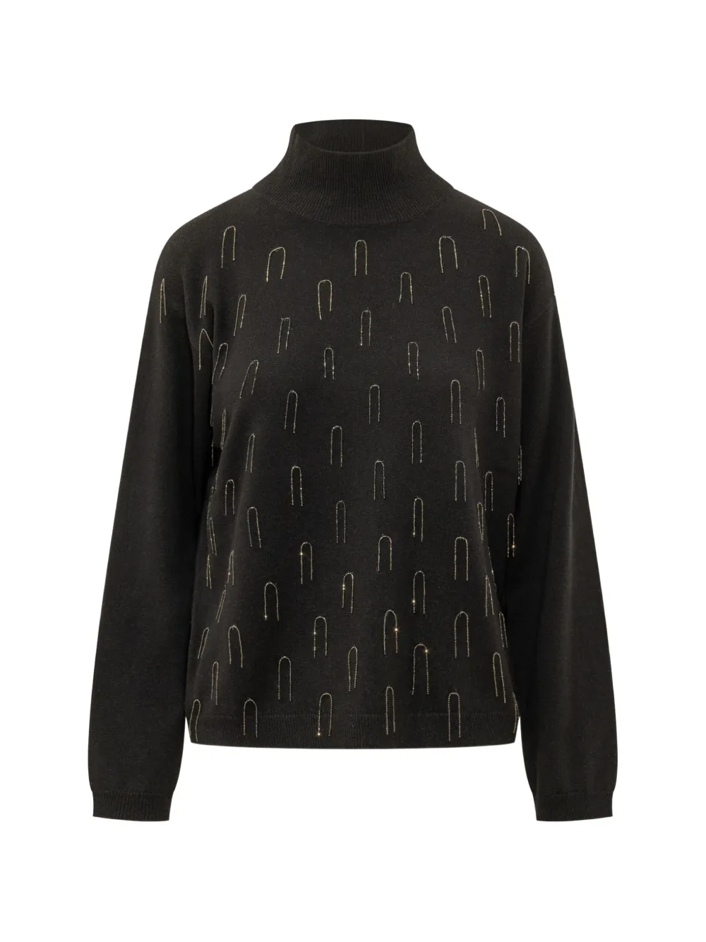 Fabiana Filippi Platinum bead-embellished high-neck sweater - Brown