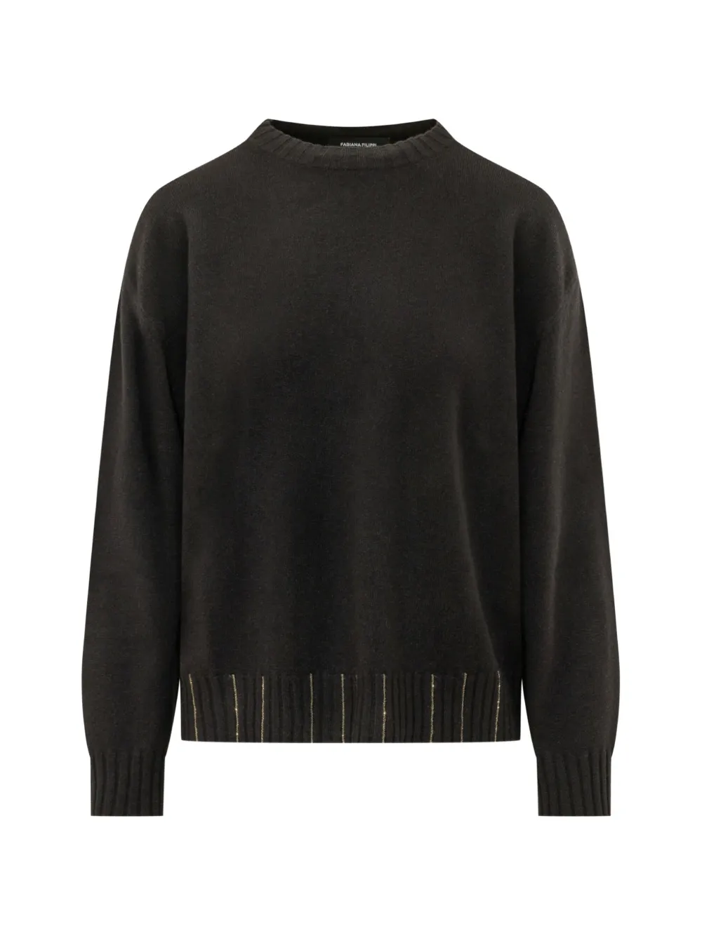 Fabiana Filippi embellished-ribbed crew-neck sweater - Schwarz