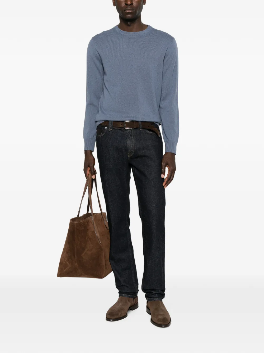Canali Trui met geribbelde afwerking Blauw