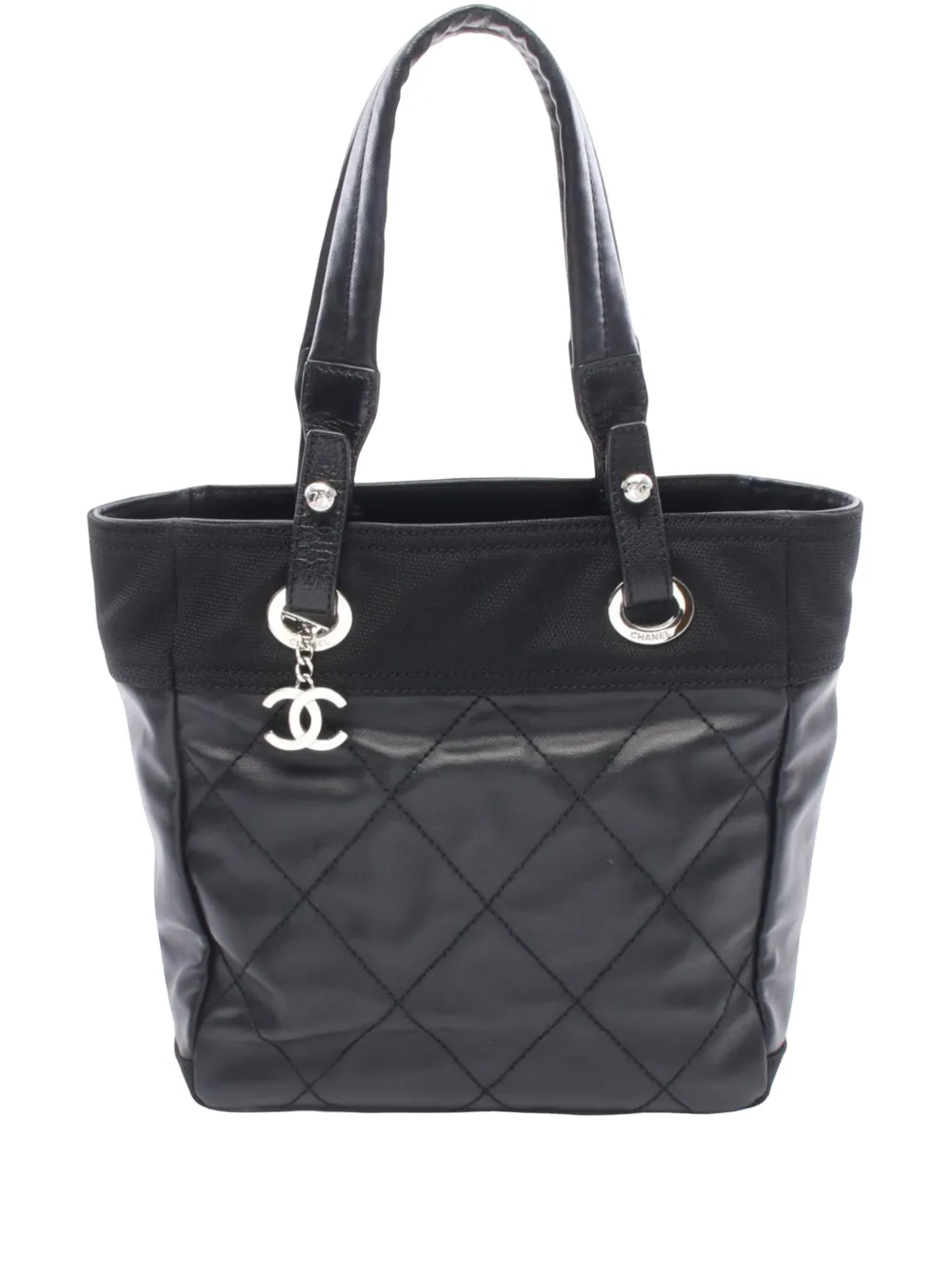 CHANEL Pre-Owned 2006-2008 Small Quilted Coated Canvas Paris Biarritz tote bag - Nero