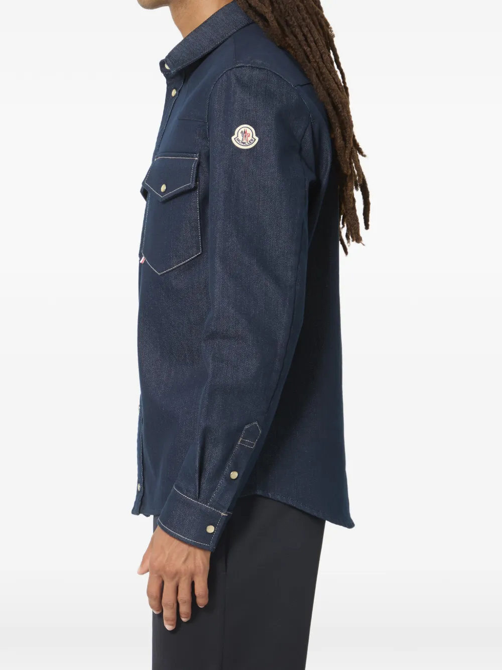 Moncler Denim overhemd met Western-yoke Blauw