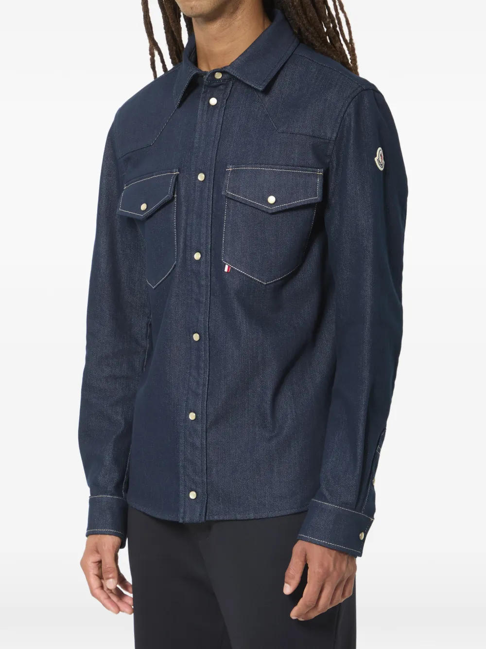 Moncler Denim overhemd met Western-yoke Blauw