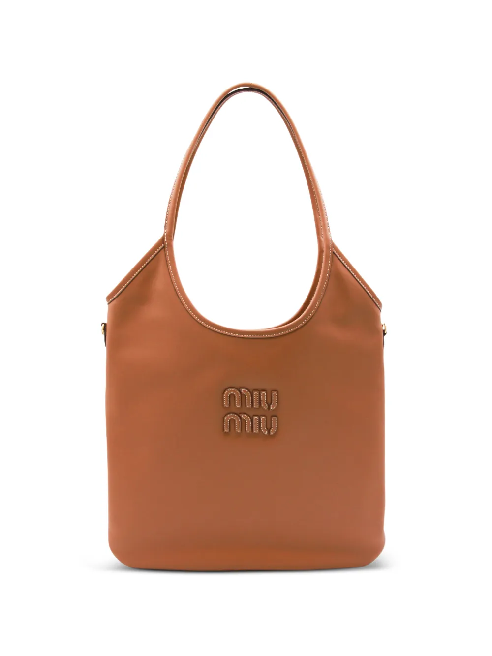 Miu Miu Ivy logo-patch leather shoulder bag - Braun
