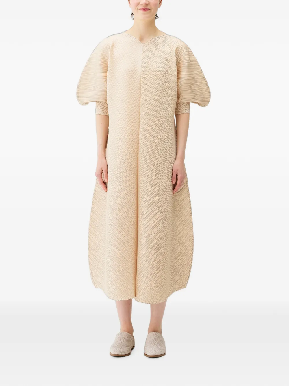 Pleats Please Issey Miyake Coast pleated midi dress - Toni neutri