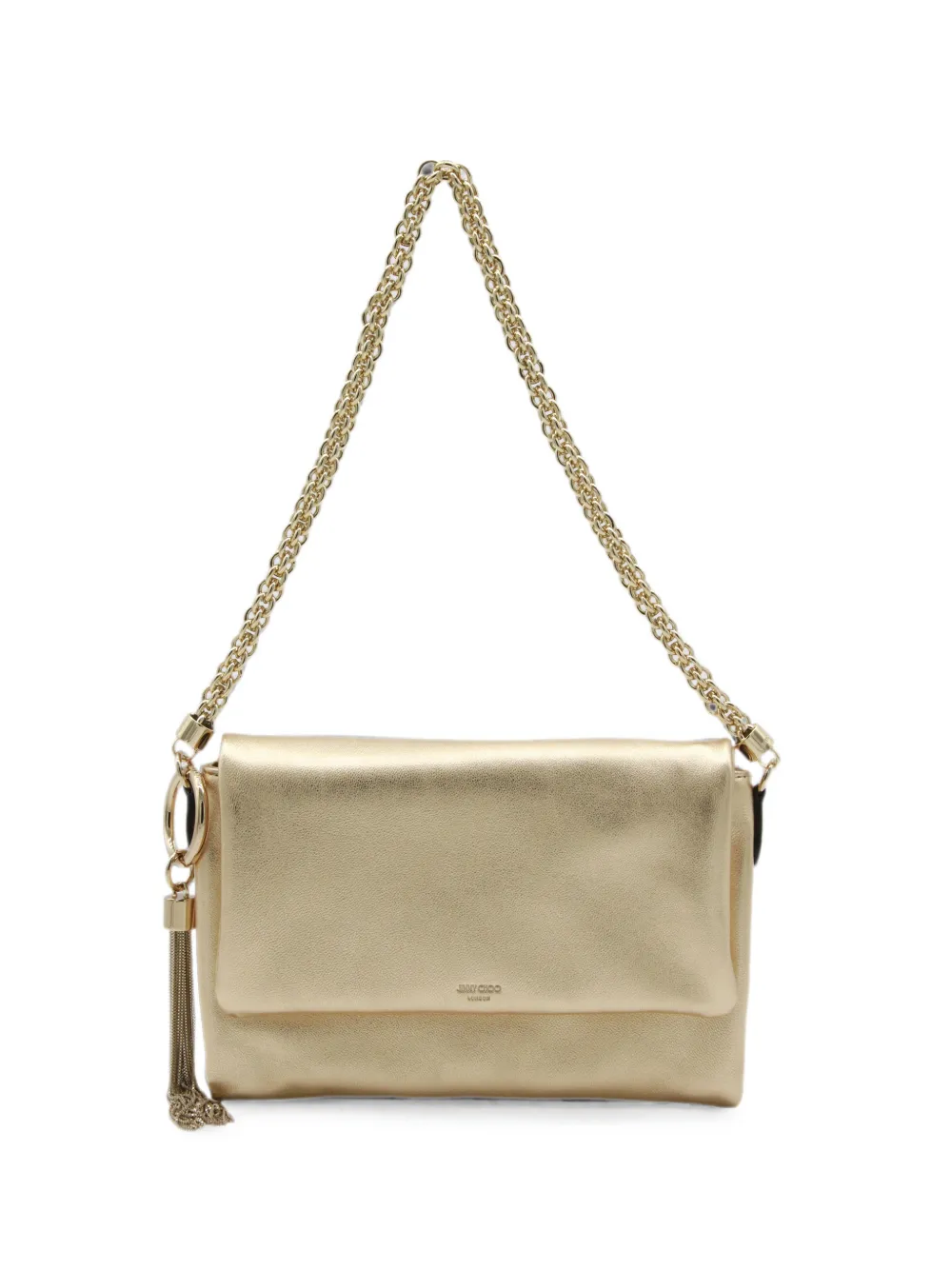 Jimmy Choo Callie Flap metallic tassel shoulder bag - Gold