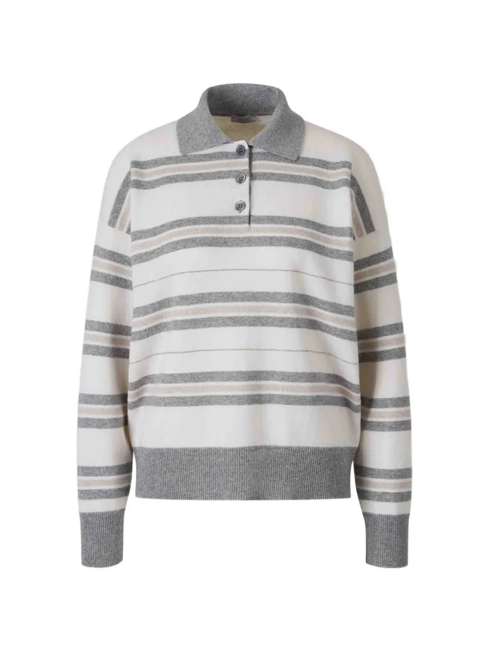 Peserico striped button-collar polo shirt - Bianco