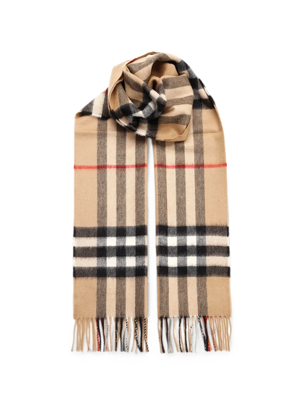 Burberry Check fringed scarf - Nude
