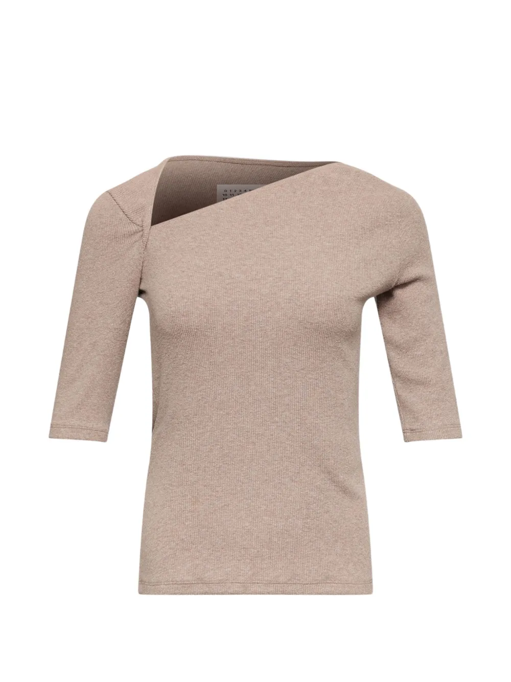 MM6 Maison Margiela Asymmetrisch ribgebreid T-shirt Beige
