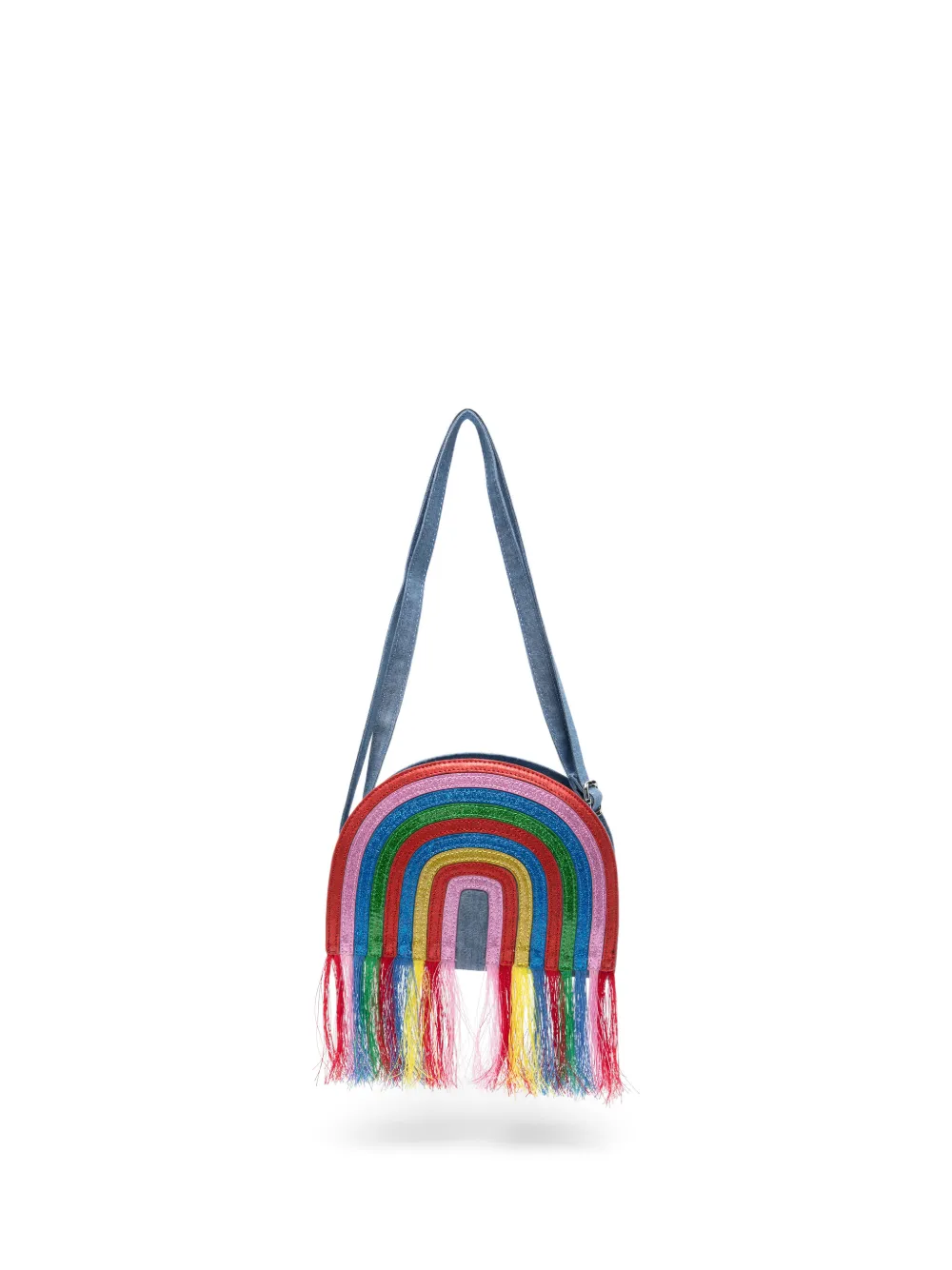 Stella McCartney Kids rainbow-fringe cotton shoulder bag - Blu