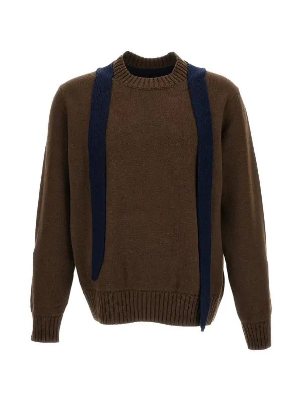Sacai Scarf-detail Sweater in Brown