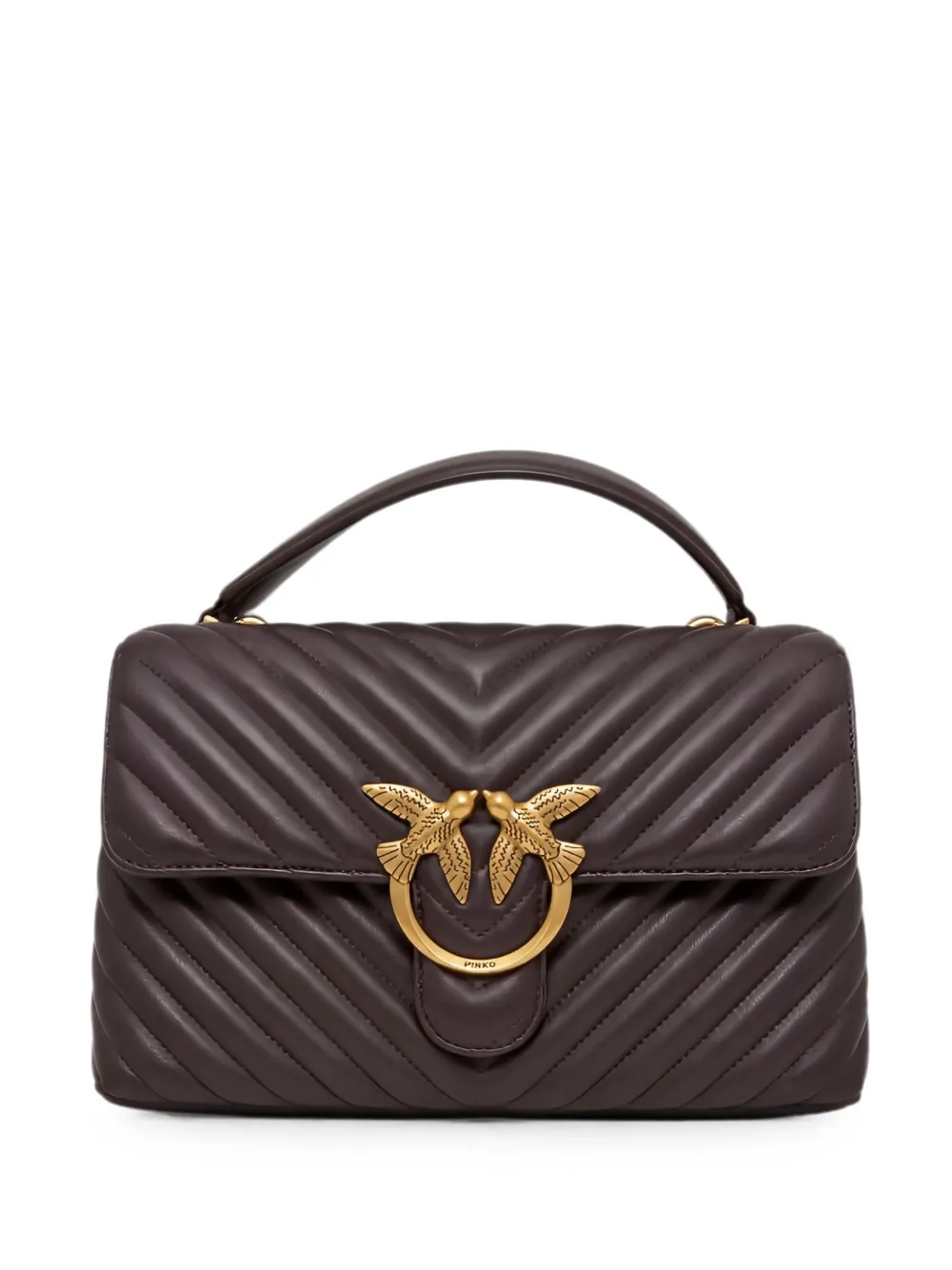 PINKO Love Lady Puff chevron-quilted shoulder bag - Marrone