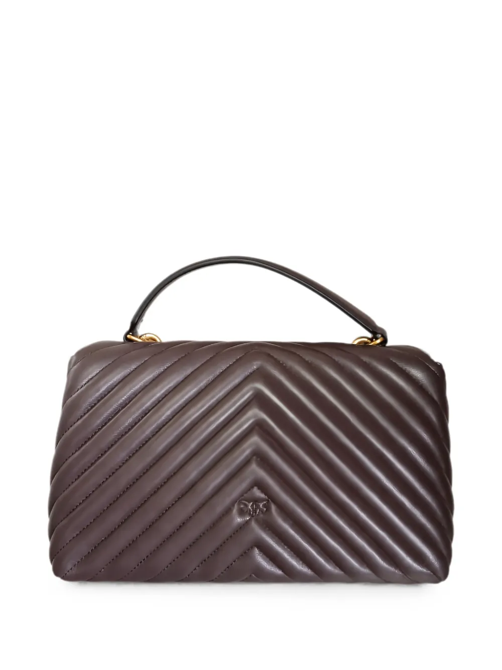 PINKO Love Lady Puff gewatteerde schoudertas met chevron streep Bruin