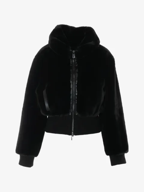 PINKO Bagels faux-fur ribbed-trim jacket