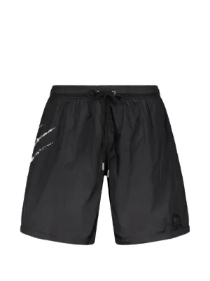 Lacoste embroidered-logo Swim Shorts | Black | FARFETCH