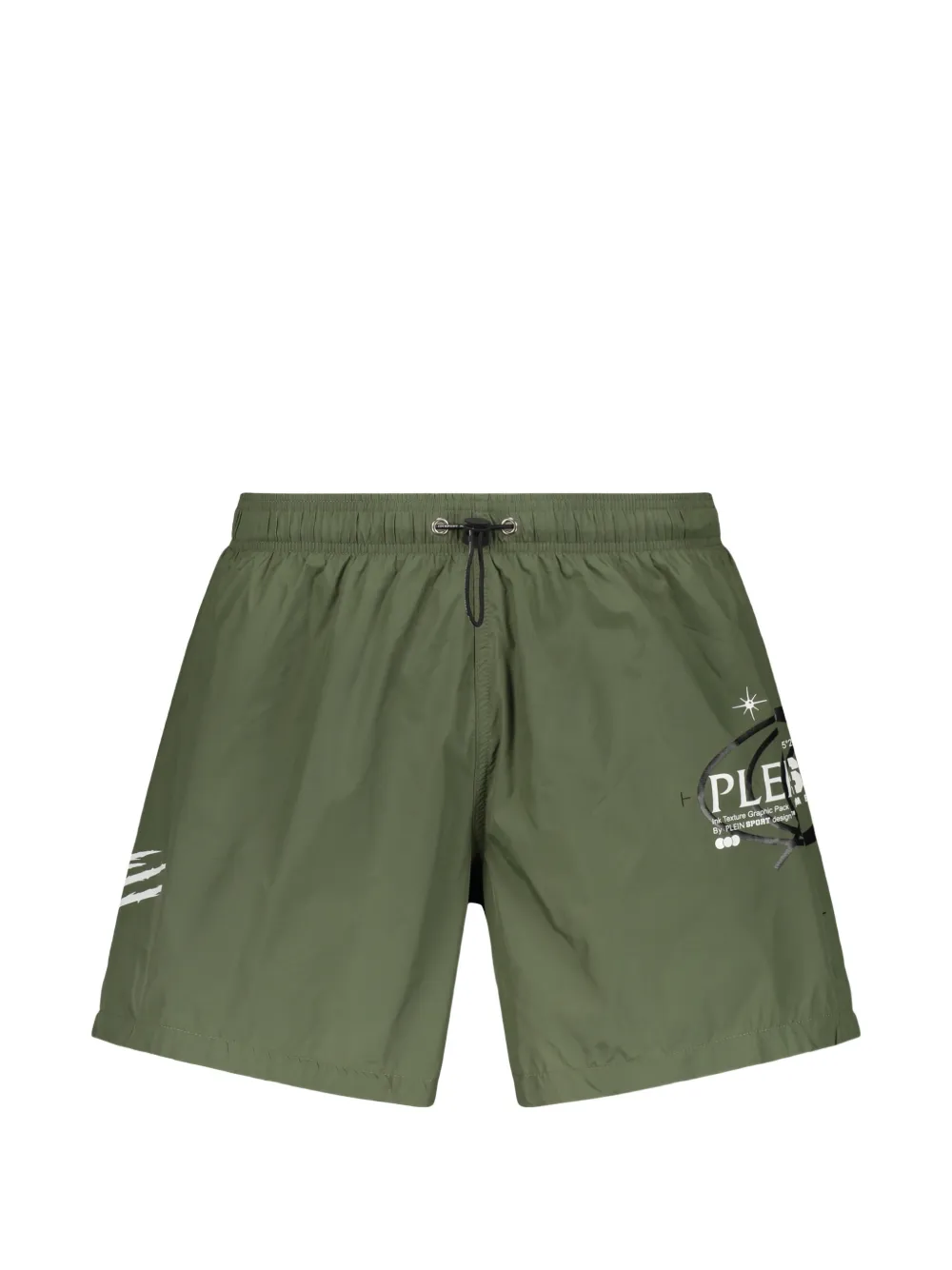 Plein Sport logo-print drawstring swim shorts - Verde