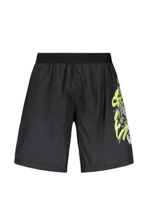 Plein Sport graphic-print logo-waistband swim shorts