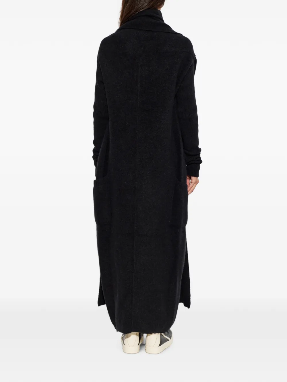 Rick Owens Ribgebreide jas met sjaalkraag Zwart