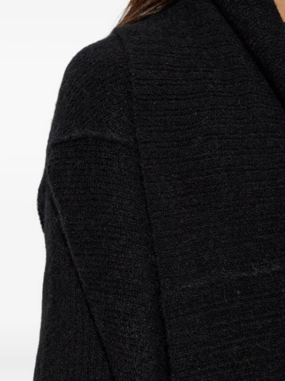 Rick Owens Ribgebreide jas met sjaalkraag Zwart