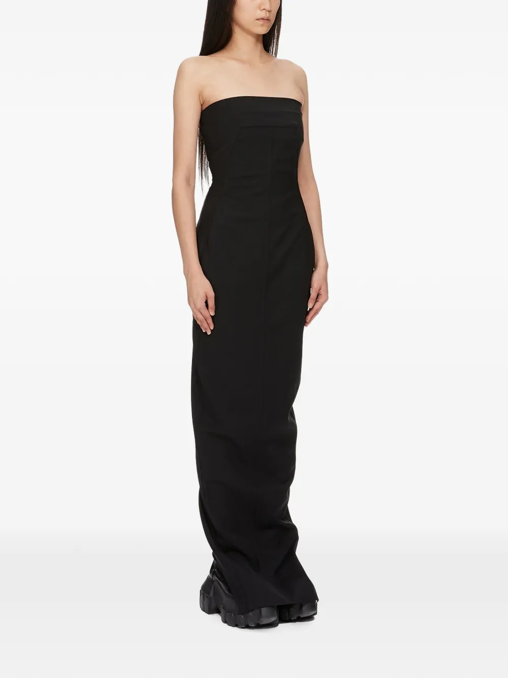 Rick Owens Tower Bustier Gown in Stretch Wool in Black, view 2
