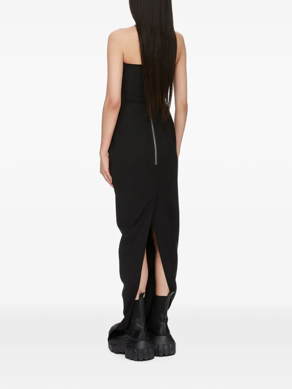 Rick Owens Tower Bustier Gown in Stretch Wool in Black, view 3