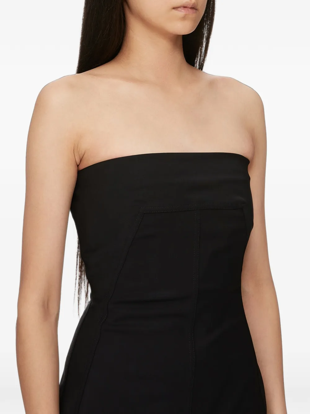 Rick Owens Tower Bustier Gown in Stretch Wool in Black, view 4