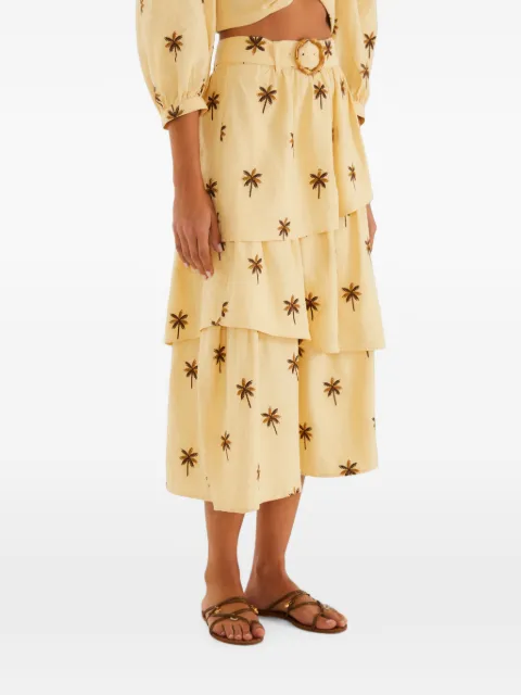 FARM Rio belted midi skirt